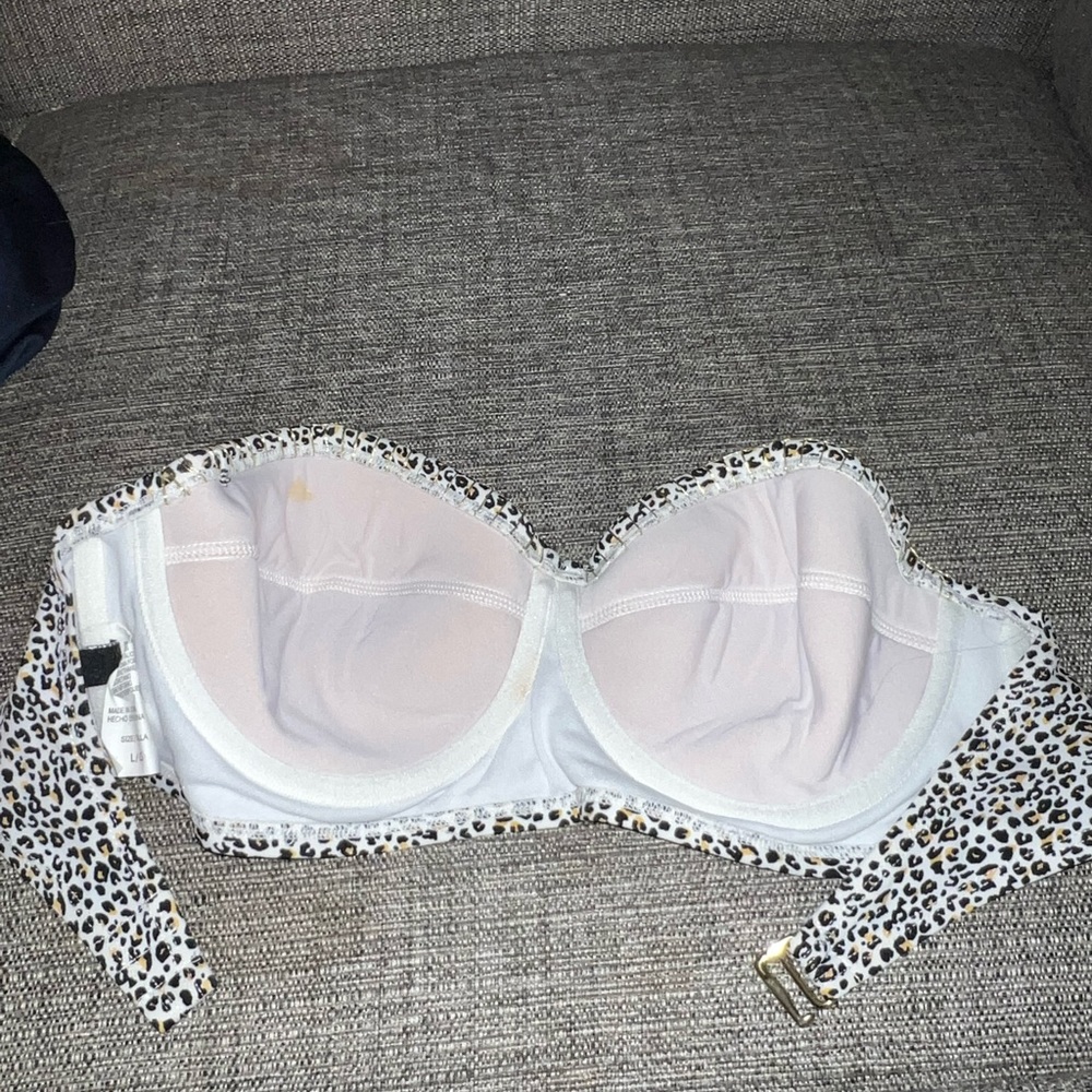 Cheetah print strapless swim suit top